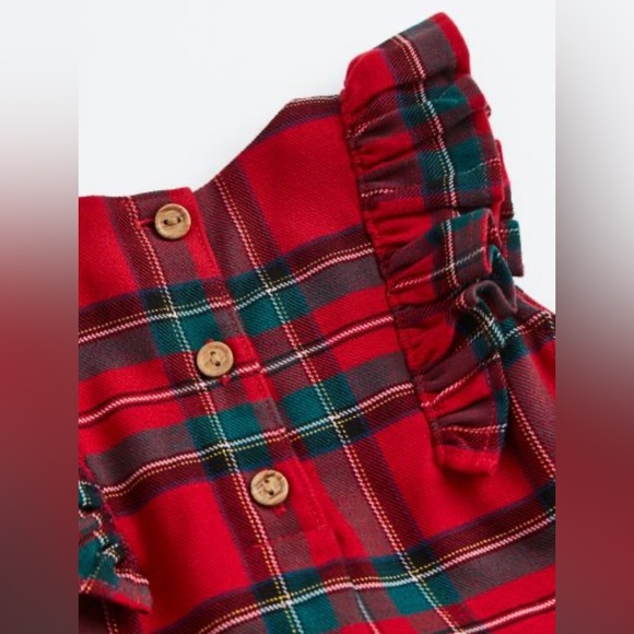 H&M Toddler Baby Girl Plaid Holiday Ruffled Dress - Picture 2 of 10